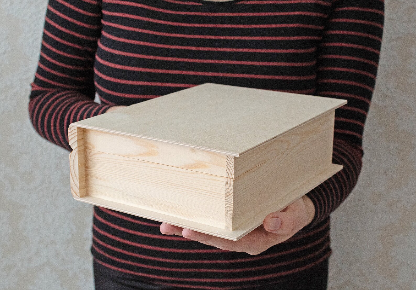 Big Wooden Box Book Unfinished Wood Box Wooden Blank Box Etsy