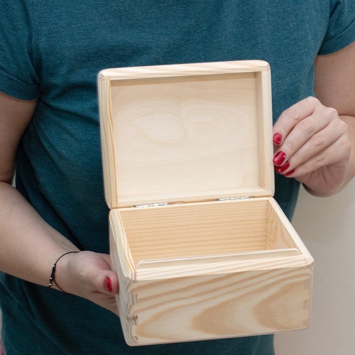 Wooden Box Unfinished Wood Box Unpainted Wood Box Small Etsy