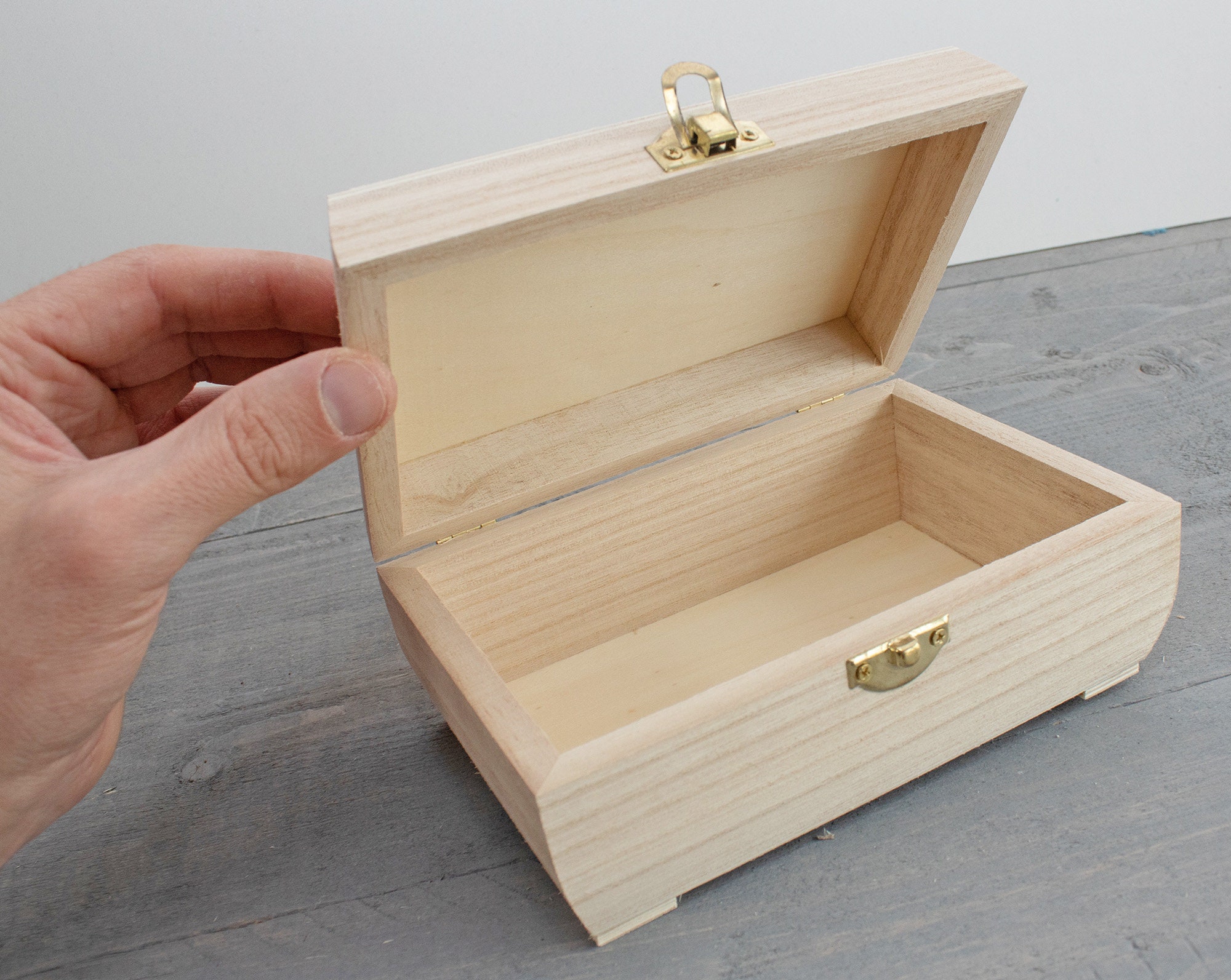 Unfinished Wooden Jewelry Box With A Latch Dressing Box Etsy