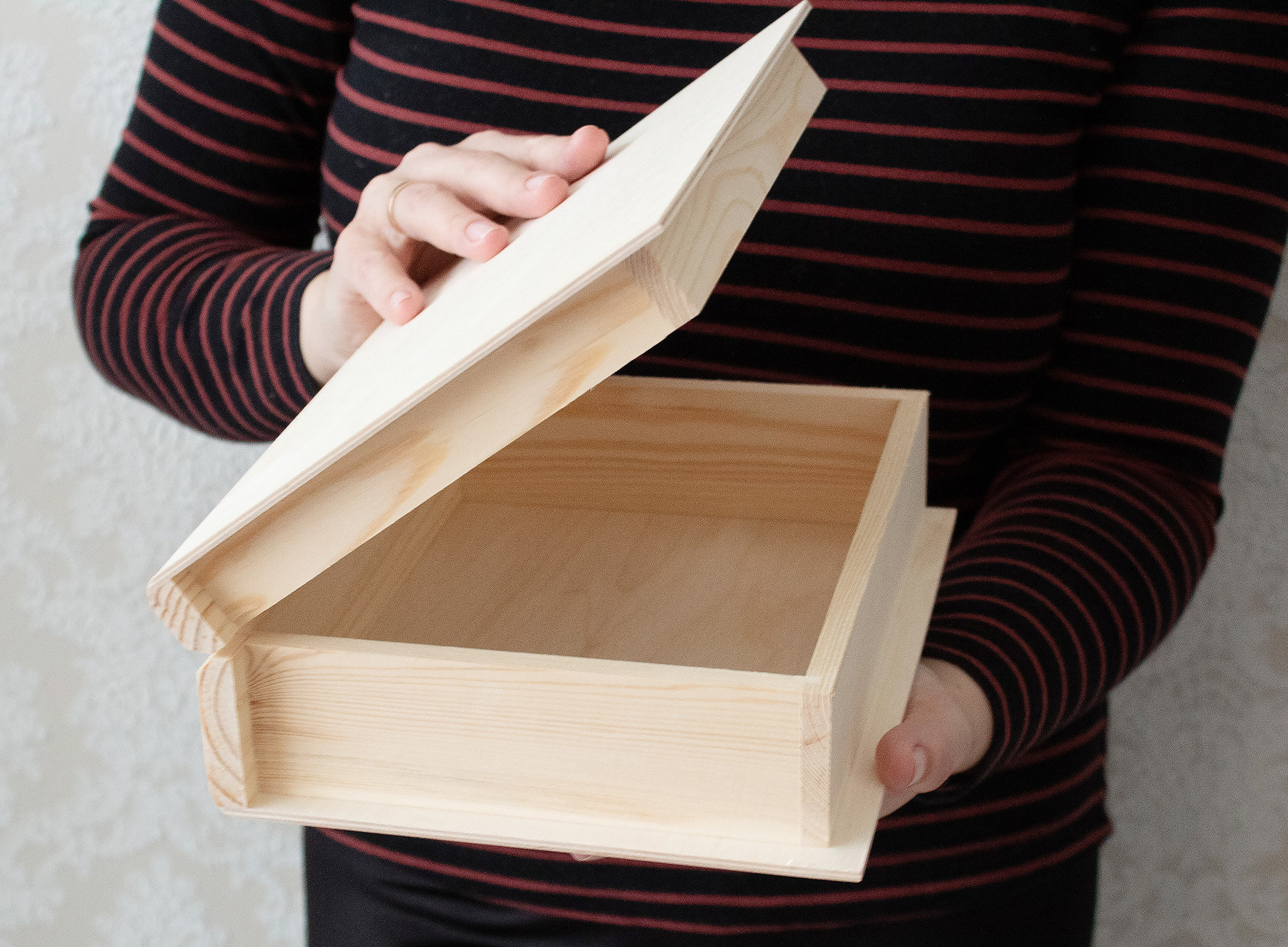 Big Wooden Box Book Unfinished Wood Box Wooden Blank Box Etsy