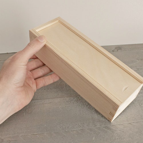 Wooden Pencil Case Compartments Unfinished Box Unpainted Etsy