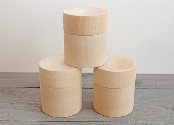 Wooden Round Box Unfinished Round Wood Box Wood Trinket Box