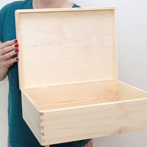 Unpainted Wooden Box. Unfinished Plain Wood Box 230 Etsy