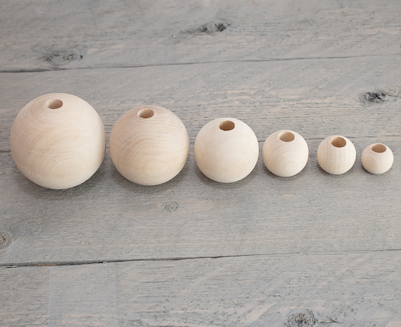 Natural Wooden Craft Wood Balls Sphere Round Craft Supplies 6mm to 60mm  Diameter