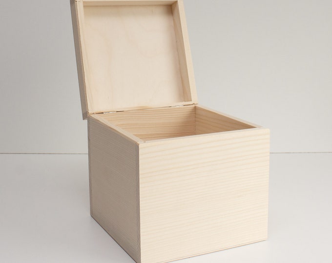 Cube Wooden Box, Unfinished Unpainted Wood Box, Wooden Storage Box, Decoupage Etsy