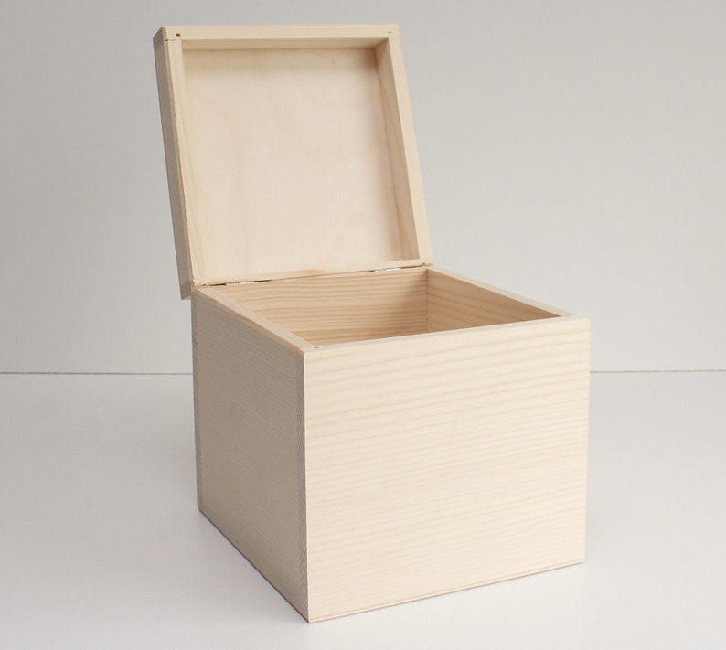 Cube Wooden Box Unfinished Unpainted Wood Box Wooden Storage Etsy