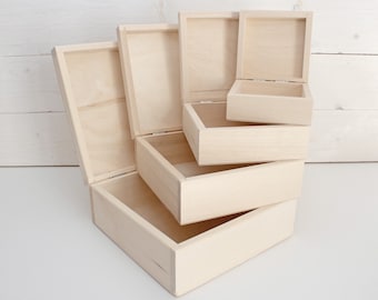 Natural Wooden Box, Unfinished Wood Box, Jewellery Box, Unpainted Decoupage Box, Storage Box, Box for Decoration