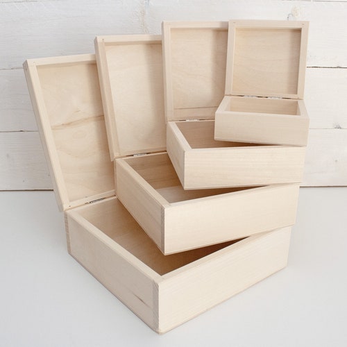 Natural Wooden Box Unfinished Wood Box Jewellery Box Etsy