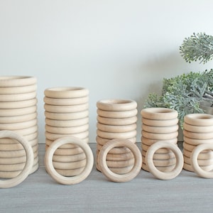 Unbehandelte massive Makramee Ringe aus Holz, Unbehandelter Holzring, Unbehandelte Holzringe, Decoupage