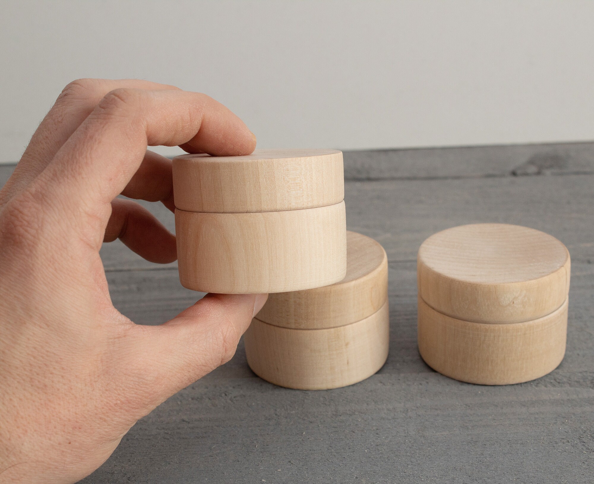 dinoworks Chain 木箱無し Unfinished Wood Box 6x4,5cm, Round Wooden Round Box, Wood