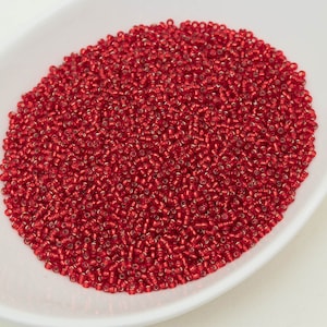 20g 11/0 transparente vermelho prateado forrado, contas de semente de vidro tcheco, preciosa ornela, contas vermelhas, 97070-11, tamanho 11, joias diy, kr273