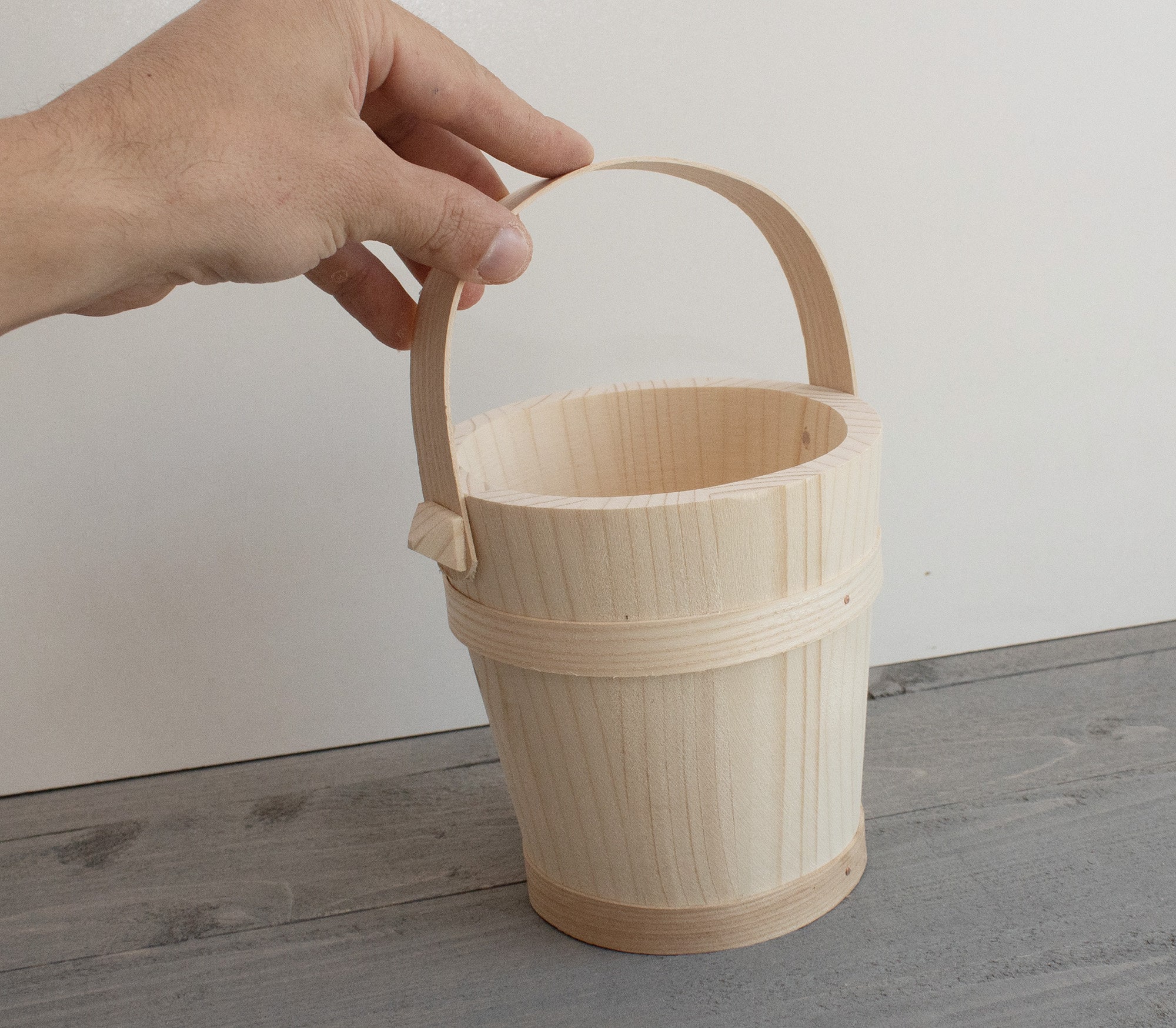 Small Wooden Bucket With A Handle 53 135cm Etsy