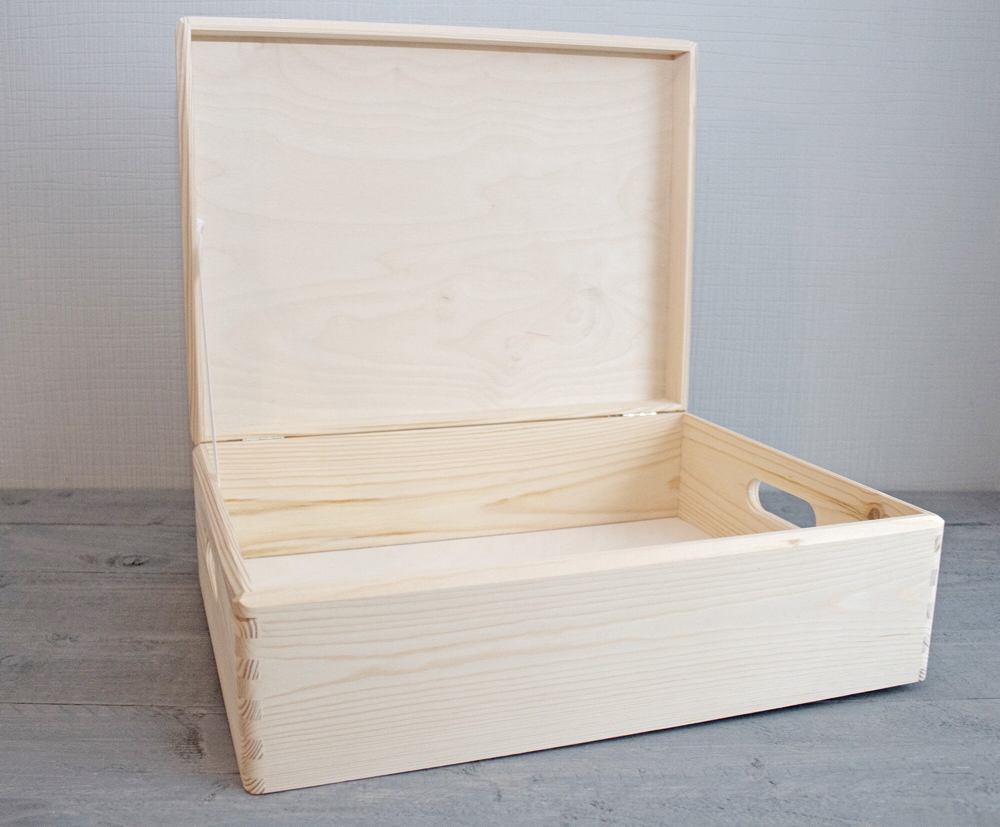 Extra Large Natural Wooden Box With Handles Unfinished Wood Etsy