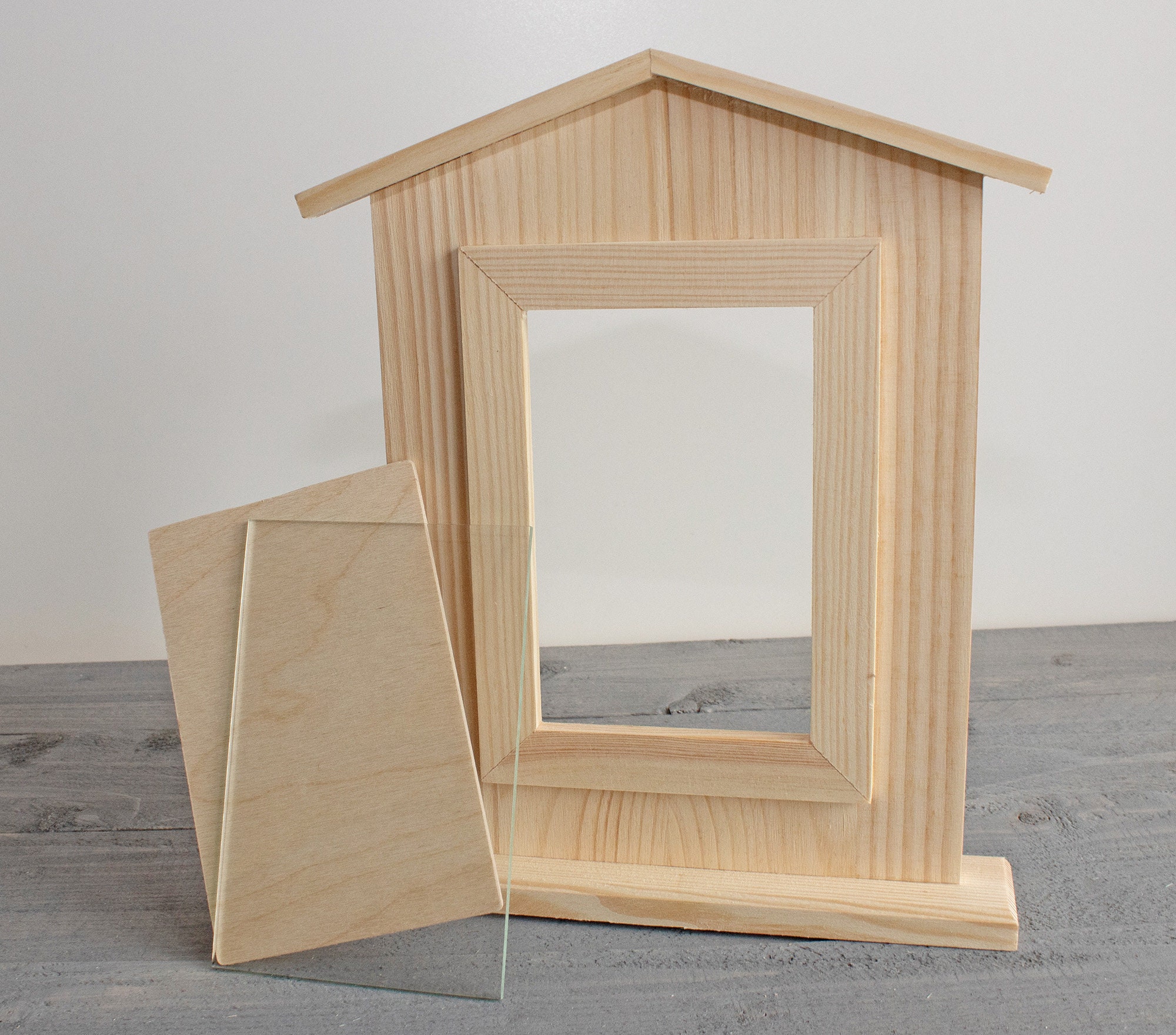 Wooden Picture Frame House Wood Photo Frame Unfinished Etsy