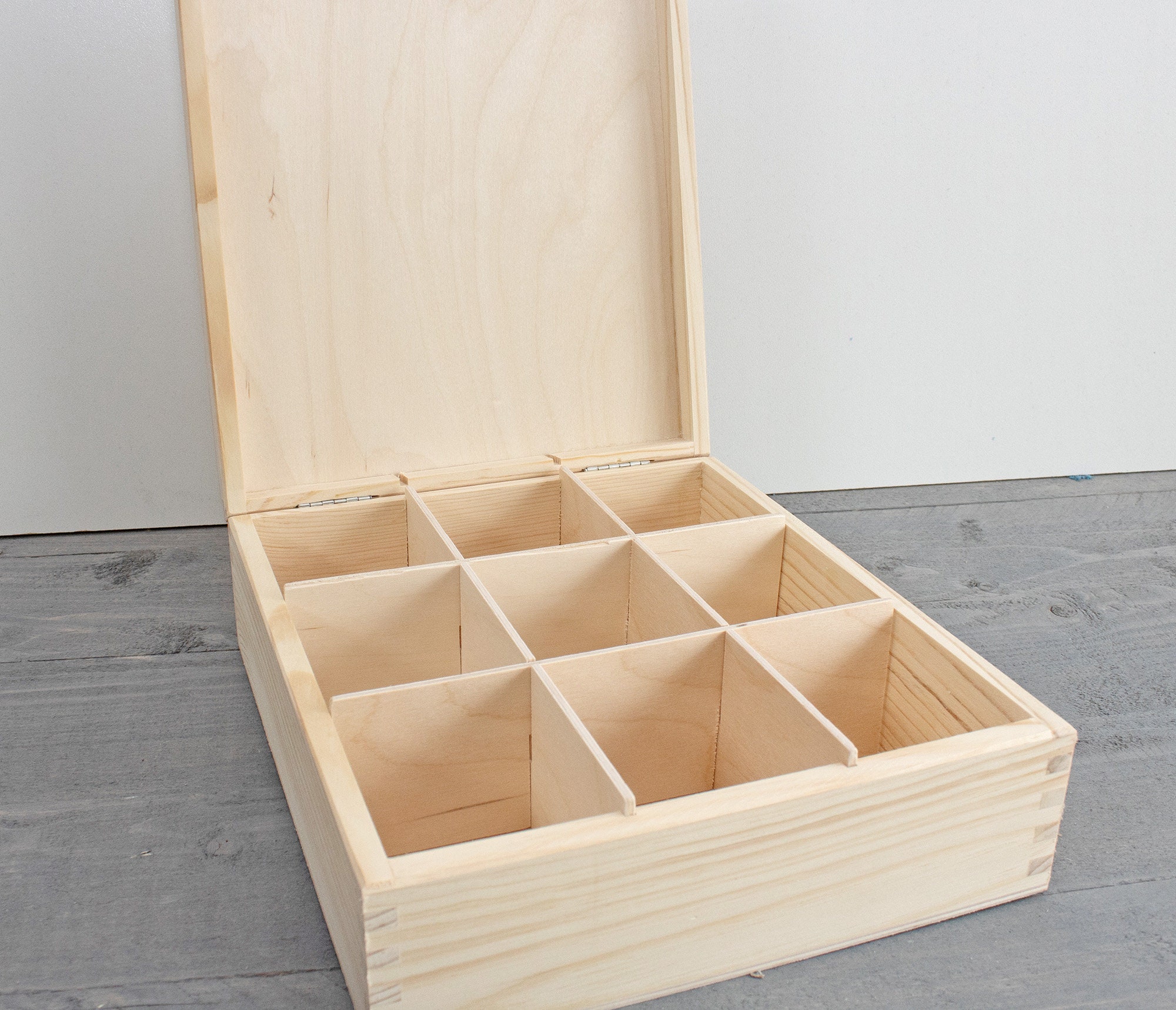 Wooden Tea Box 9 compartments Unfinished Wood Tea Box Etsy