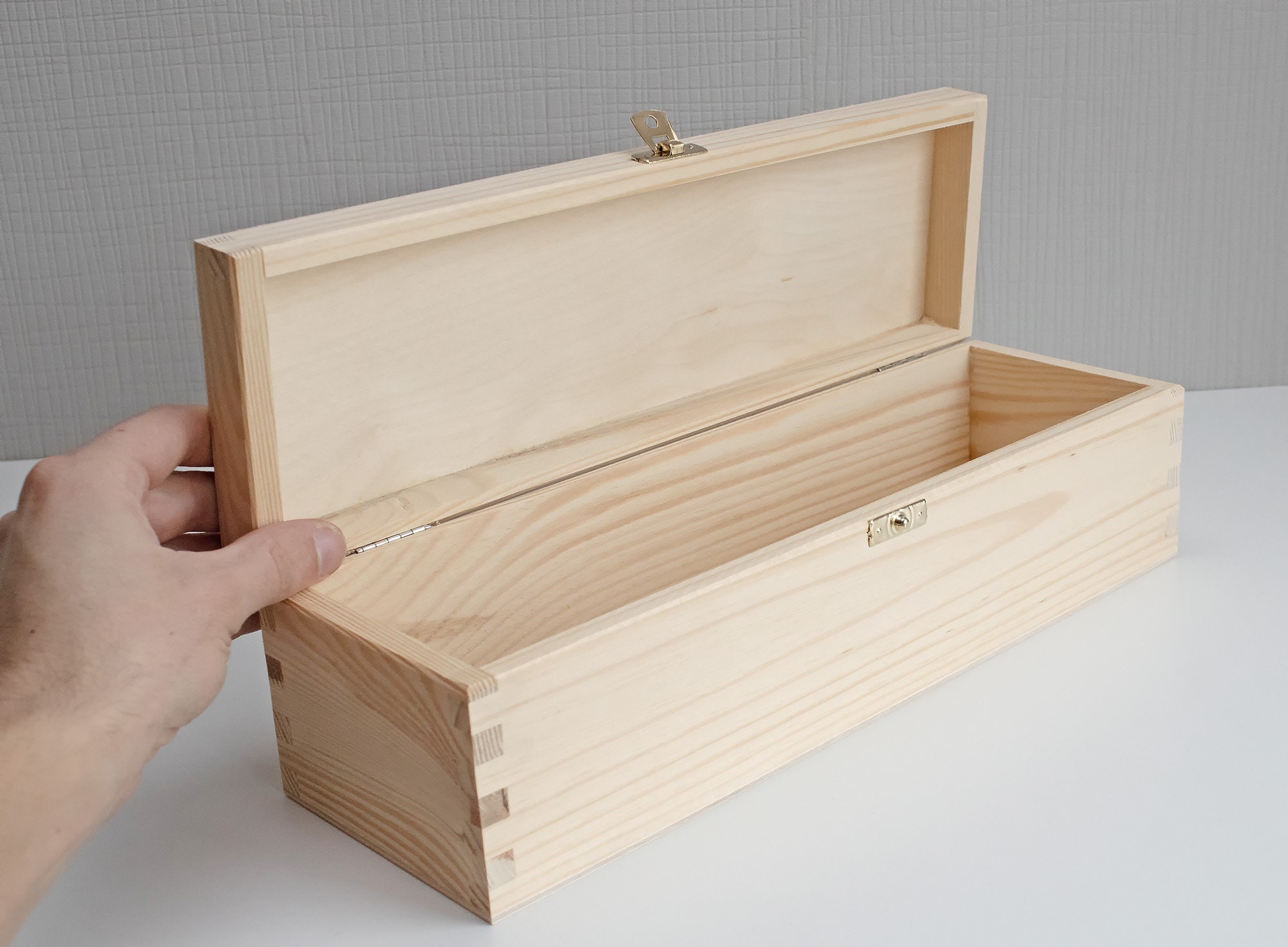 Wine Box with a Lid Unfinished Wooden Bottle Box Unpainted Etsy