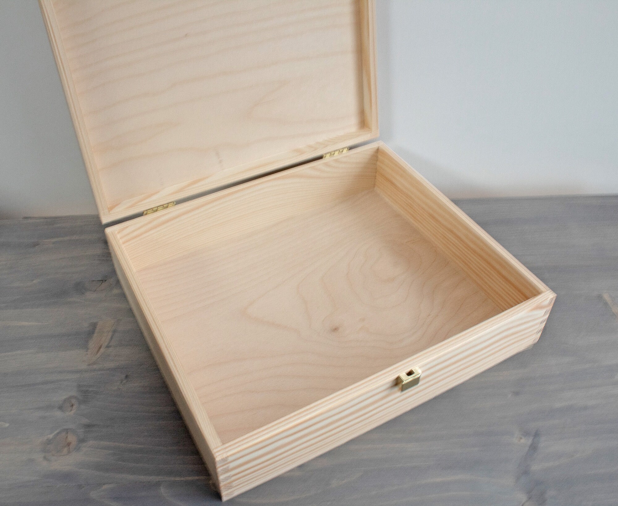 Buy Large Wooden Box With a Latch, Unfinished Wood Box, Wooden Storage ...