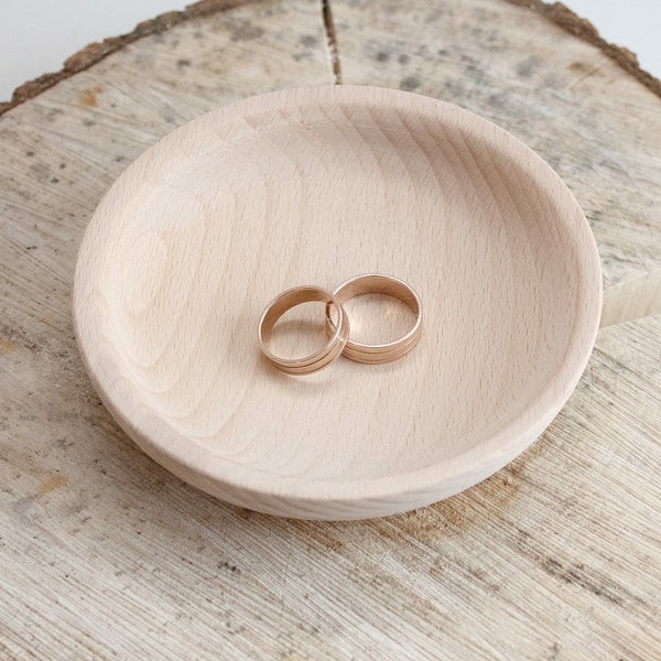 Wood Ring Dish 9,5cm, Unfinished Wooden Plate, Unpainted Wooden Bowl, Jewelry Storage, Natural Wood plate