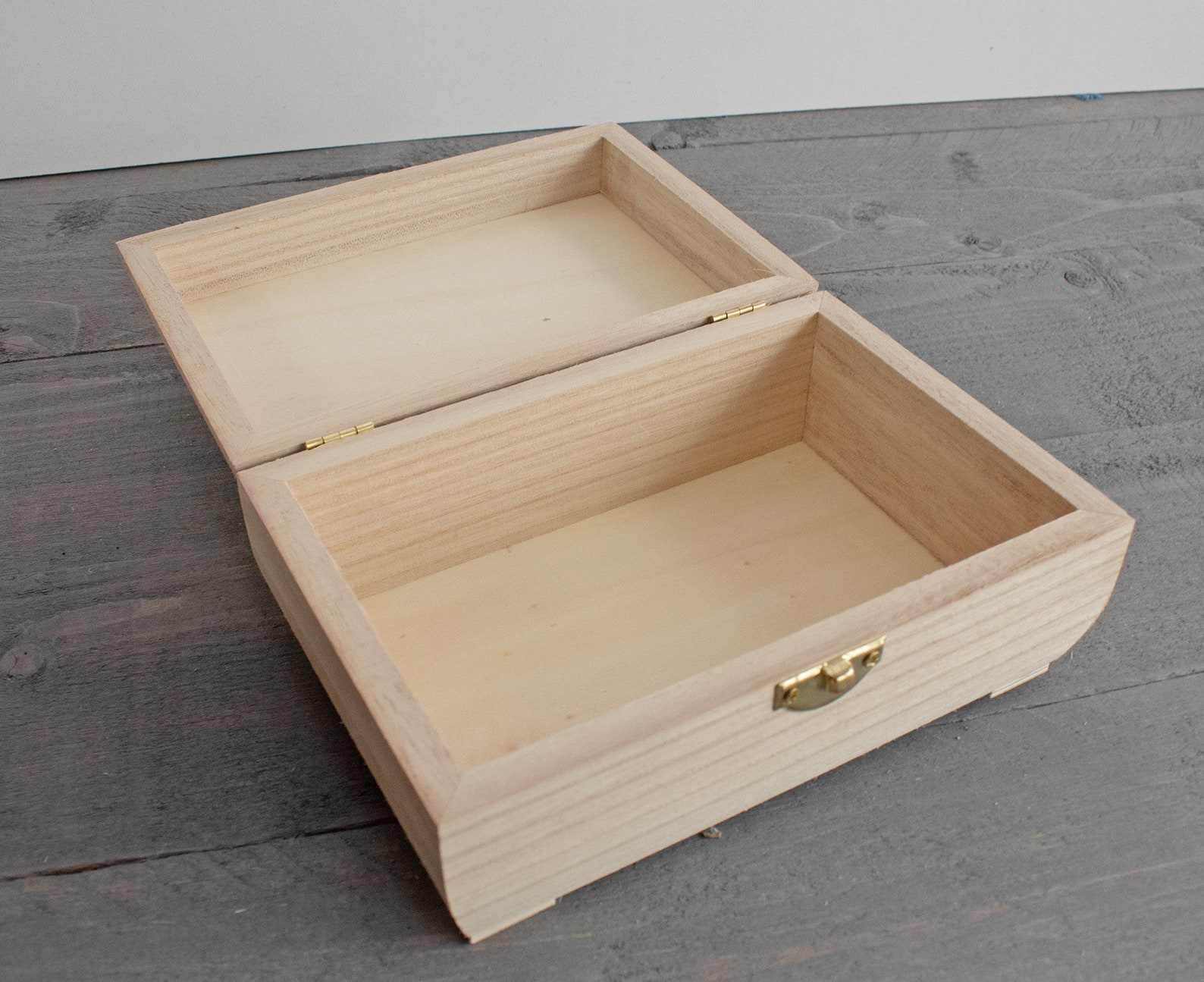 Unfinished Wooden Jewelry Box With A Latch Dressing Box Etsy