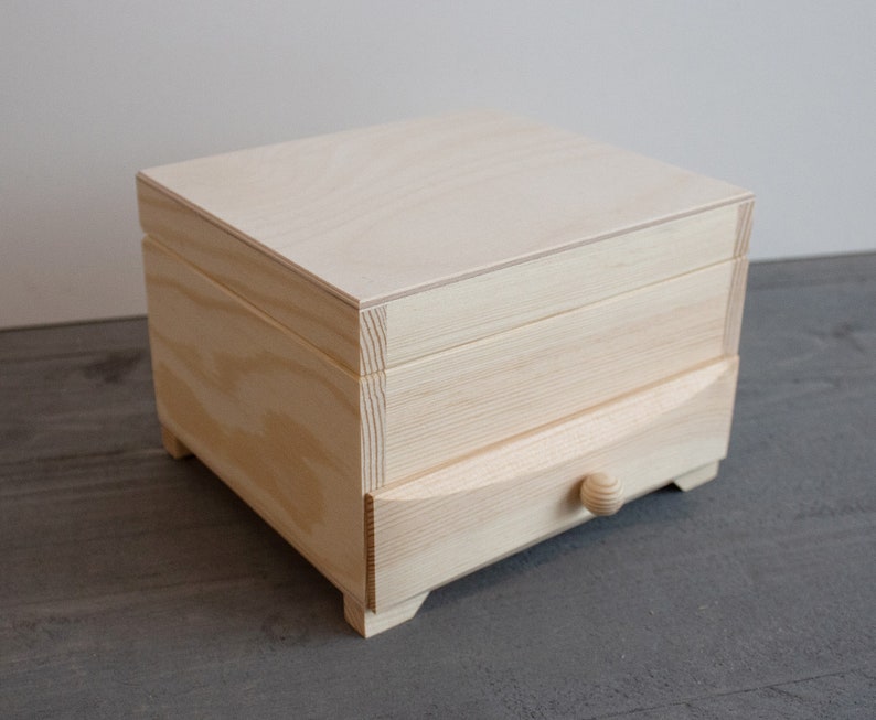 Unfinished Wooden Dressing Box Wood Jewelry Box Unpainted Etsy
