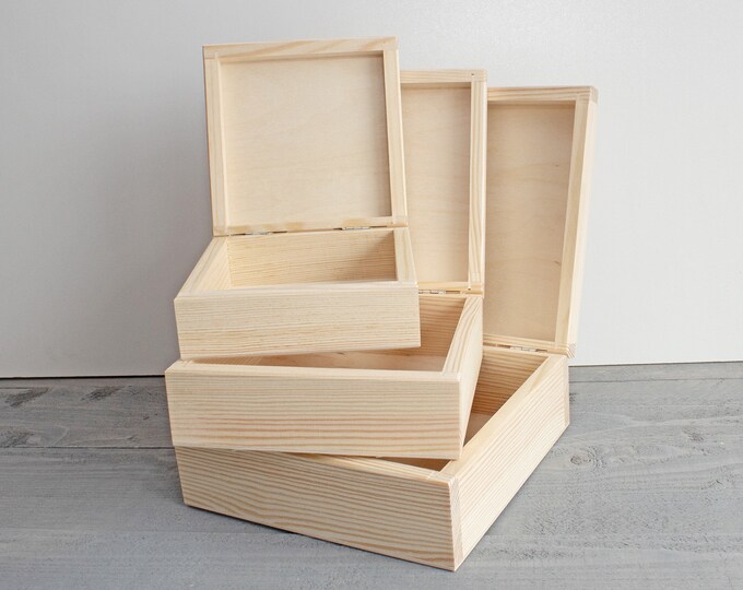 Natural Wood Box Unfinished Wooden Box Jewelry Box Etsy