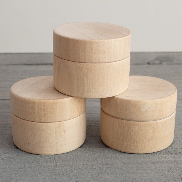 Scatola in legno non finito 6x4,5cm, scatola rotonda in legno rotonda, scatola portagioielli in legno, scatola in legno per gioielli, naturale, ecologica