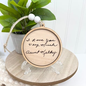 Handwriting Ornament, Keepsake, Handwritten, Gift, Personalized, Laser Engraved, Wooden Ornament, Christmas, Sympathy, In Memory