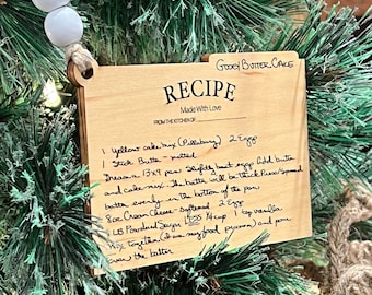 Handwriting Recipe Card Ornament, Actual Handwriting, Handwritten Recipe Keepsake, Handwriting Gift, Heirloom Keepsake, Memorial Gift