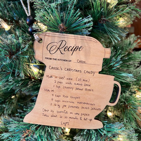 Handwriting Recipe Ornament, Recipe Card, Handwriting Stand Mixer Ornament, Handwriting Gift, Handwriting Keepsake, Actual Handwriting