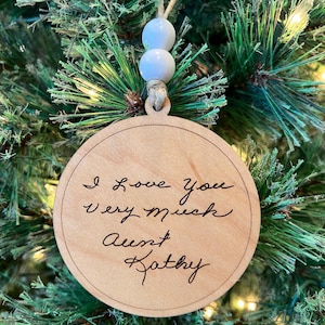 Actual Handwriting Ornament, Keepsake, Handwritten, Gift, Personalized, Memorial, Heirloom, Custom Writing Ornament, Signature Ornament