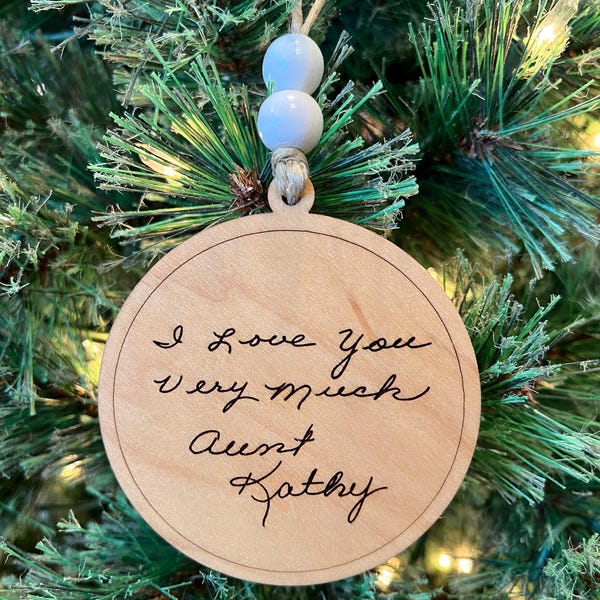 Actual Handwriting Ornament, Keepsake, Handwritten, Gift, Personalized, Memorial, Heirloom, Custom Writing Ornament, Signature Ornament