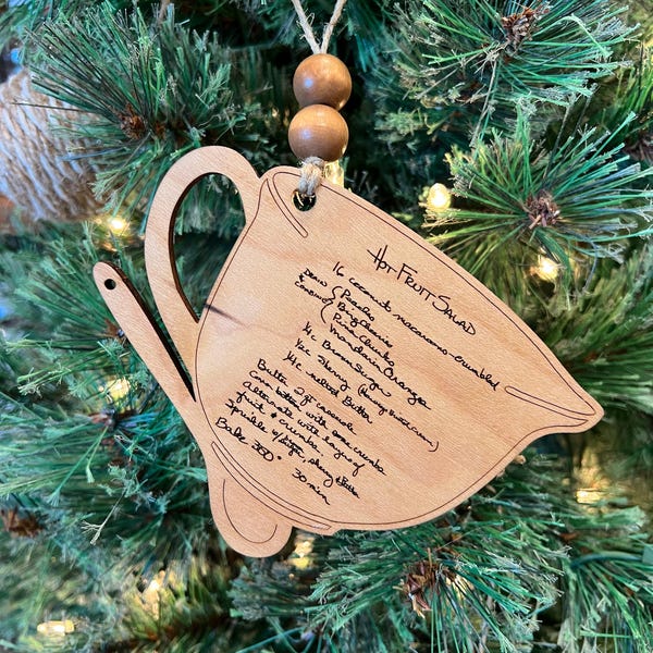 Handwriting Recipe Ornament, Recipe Card, Handwritten Mixing Bowl Ornament, Handwriting Gift, Recipe Keepsake, Actual Handwriting