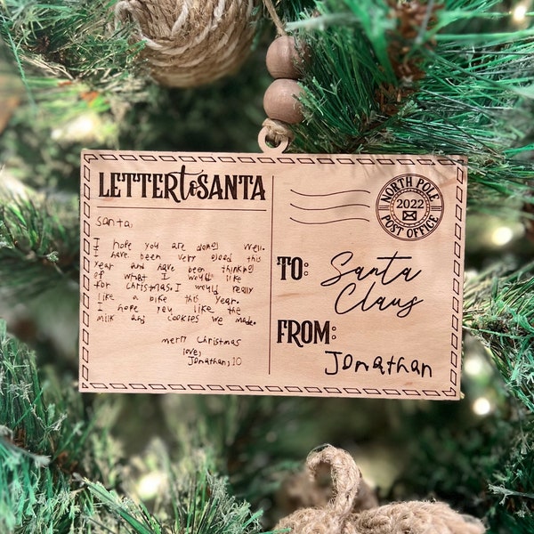 Kids Handwriting Ornament, Dear Santa Letter, Handwriting Keepsake, Actual Handwriting, Name Ornament, Handwriting Ornament, Christmas Gift