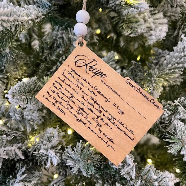 Handwriting Recipe Card Ornament, Actual Handwriting, Handwritten Recipe Keepsake, Handwriting Gift, Heirloom Keepsake, Memorial Gift