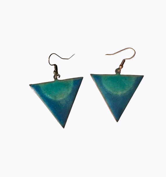 Blue Green Triangles Earrings Blue Green Triangles Earrings
