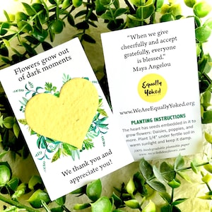Conception personnalisée - Cartes de coeur à planter en papier graine - Ajoutez le logo, modifiez le libellé, la couleur du coeur, etc.