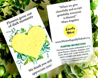 Custom Design - Seed Paper Plantable Heart Cards - Add logo, change wording, heart color, etc