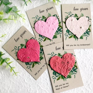 Juego de 8 tarjetas de propuesta de dama de honor plantables - Papel con semillas de flores