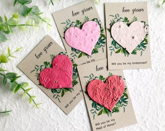 8 – Pflanzbares Heiratsantragskarten-Set für Brautjungfern – Blumensamenpapier