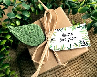 Sustainable Let the Love Grow Wedding Favors - Eco Friendly Seed Paper Favor Cards - Gold Geometric