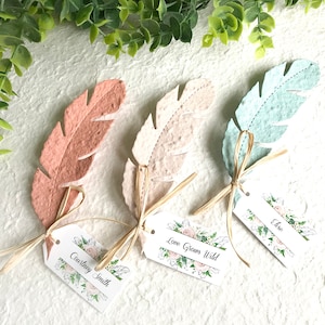 El amor crece salvaje plantable Boho boda favorece plumas de papel de semilla - Vintage descolorido