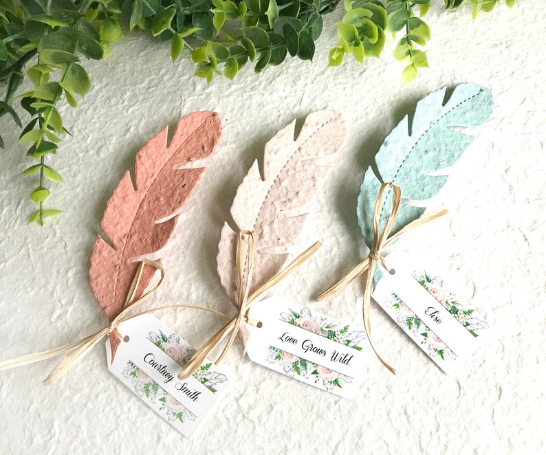 Love Grows Wild - Bomboniere Boho piantabili con semi di carta, piume - Vintage sbiadito immagine 1