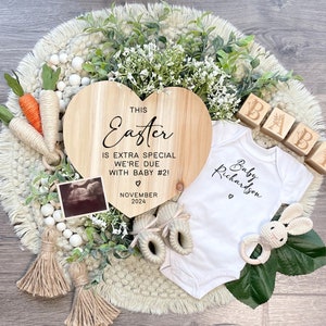 Anuncio del segundo bebé de Pascua, Anuncio de embarazo de primavera digital, Plantilla editable, Idea de revelación de género, Revelación del número 2 del bebé de Pascua