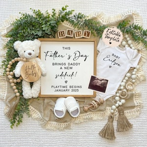 Father's Day Pregnancy Announcement, Digital Baby Announcement, Editable Pregnancy Template Instant Download, Social Media Pregnancy Reveal