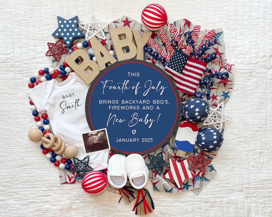 4th of July Pregnancy Announcement Digital, Patriotic Pregnancy ...