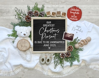 Christmas Pregnancy Announcement: Holiday Gender Reveal (Digital Download)