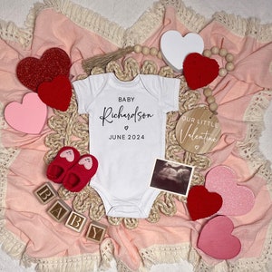 Valentine&#39;s Day Pregnancy Announcement, Digital Baby Announcement, Editable Template, Gender Neutral, Social Media Reveal, Little Valentine