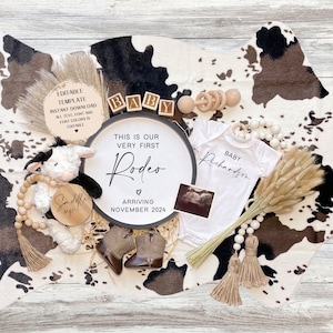 Western Pregnancy Announcement Digital, Cowboy Baby Announcement, Farm Baby Announcement,  Editable Pregnancy Template, Edit Yourself
