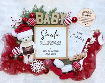 Digital Christmas Pregnancy Announcement, Baby Announcement, Instant Digital Download, Editable Pregnancy Announcement, Social Media Reveal