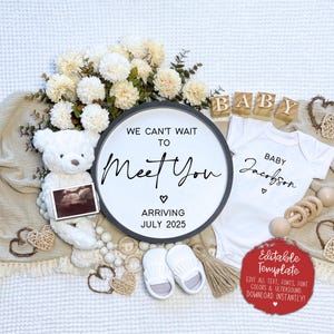 EDITABLE Neutral Pregnancy Announcement, Digital Baby Announcement, Spring Pregnancy Reveal Ideas, Instant Download, Teddy Bear, Instagram